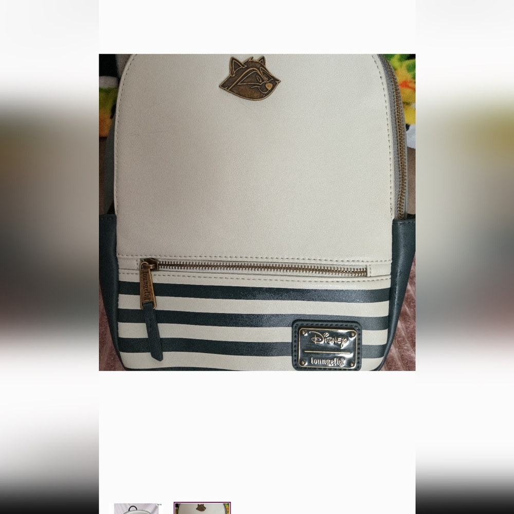 Loungefly Cream and Black Striped Backpack